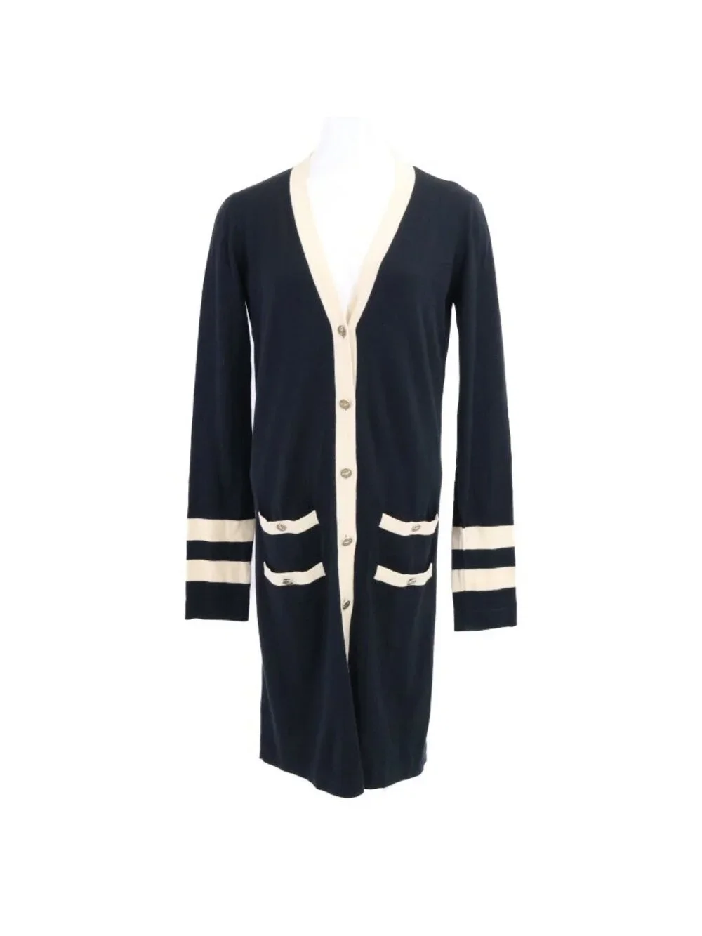 Chanel CC Logo Handshake Cashmere Blend Long Cardigan 36
